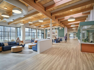 Interior lobby detail at the WA DSHS Center for Behavioral Health at Maple Lane.