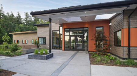 Front elevation of WA DSHS Center for Behavioral Health at Maple Lane